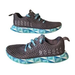 NOBULL Women's Training Shoes Gray Blue Geometric Midsole Lace Up Athletic sz 8
